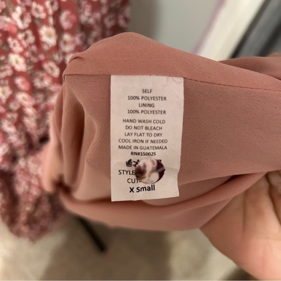 Anthropologie En Saison Red Ditzsy Midi Dress Sz XS Floral Chiffon Pleated Skirt - Picture 9 of 14